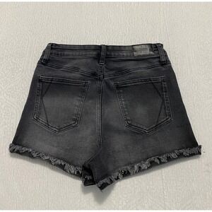 Kendall + Kylie Black Denim Shorts High Waist Frayed Hem 11/30 Distressed Cuffed